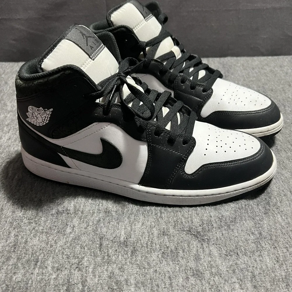 Jordan Air Jordan 1 Mid SE Shoes Mens Size 12 Black White Elephant Toe Sneakers